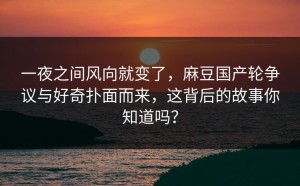 一夜之间风向就变了，麻豆国产轮争议与好奇扑面而来，这背后的故事你知道吗？